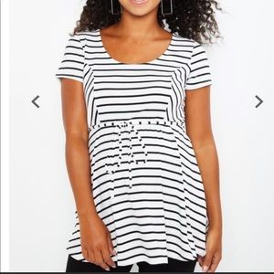 Motherhood Maternity Black and White Striped Top